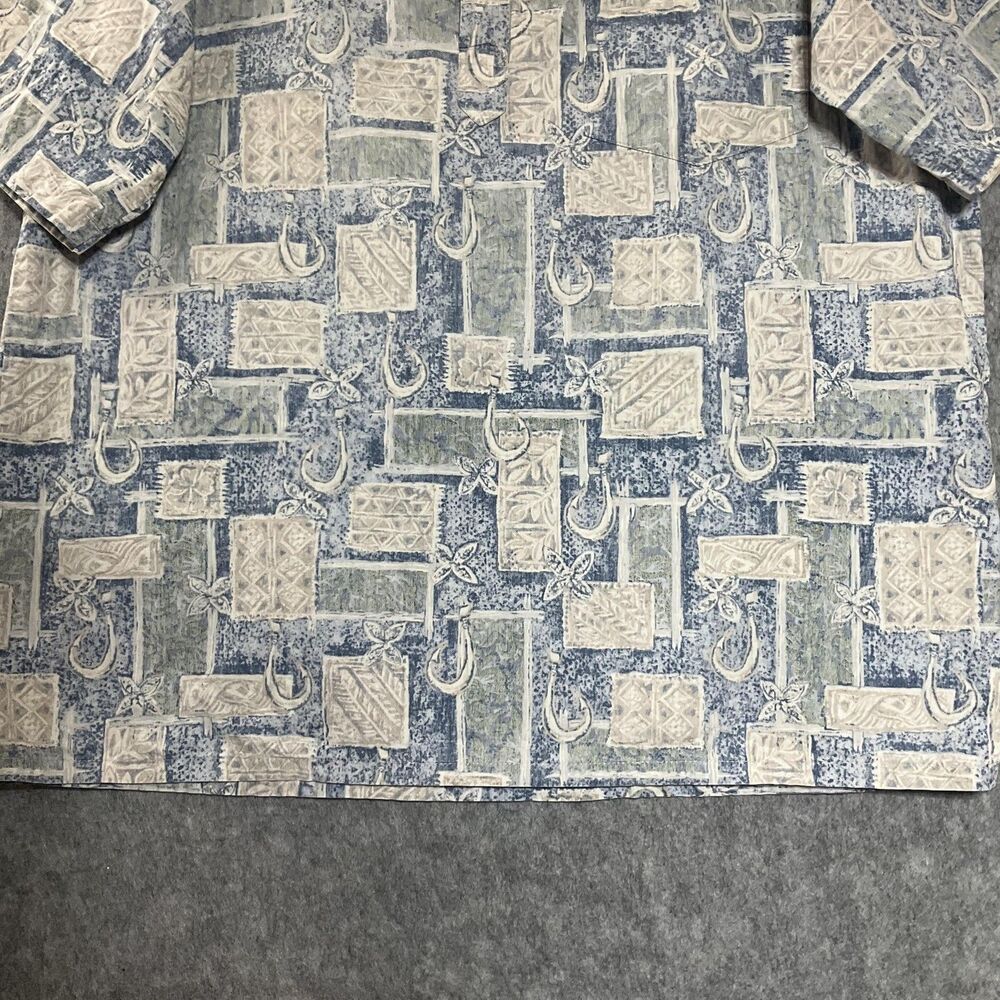 Go Barefoot Shirt Mens Large Blue Hawaiian Print Short Sleeve Button Front USA - Picture 4 of 11